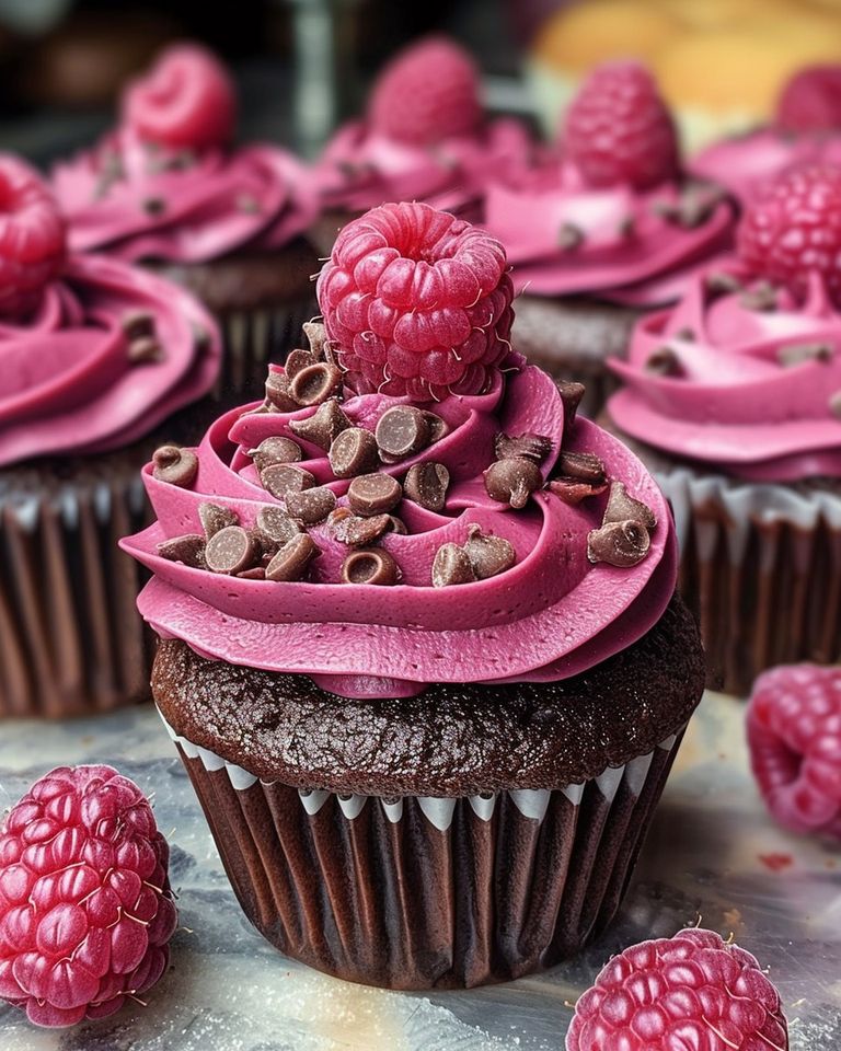 Chocolate Raspberry Cupcakes 🍫🍇